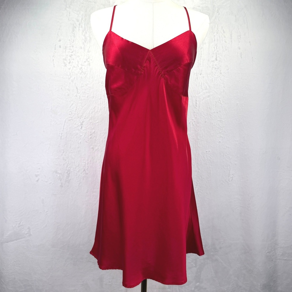Vintage Next 100% Silk‎ Bias Slip Dress Y2K Siren Dark Coquette Ethereal Size L